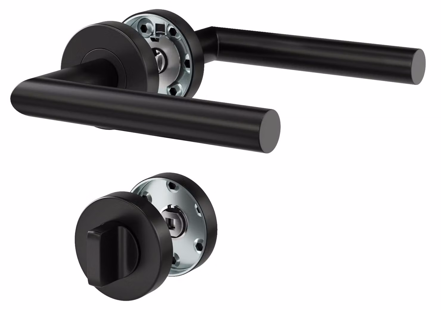 Set di pomelli per WC, colore nero, per bagno