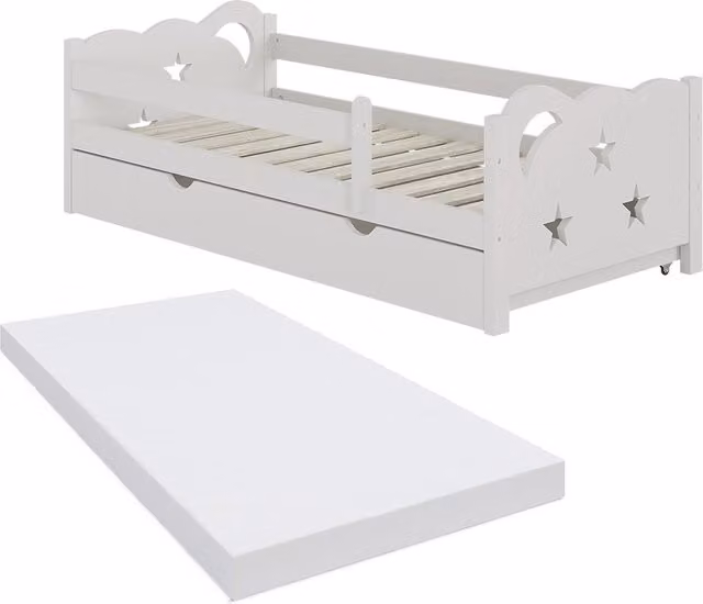 Letto per bambini Jessica Bianco 80x160 cm con cassetto e materasso Vitalispa