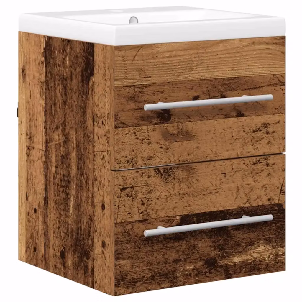 Armadio da bagno moderno vidaXL marrone con specchio e cassetti, sospeso, L: 42 cm, P: 39 cm, H: 52 cm – 2