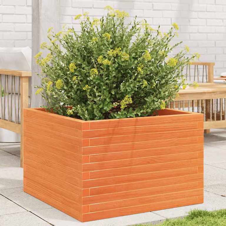 Fioriera da giardino vidaXL in legno di pino marrone, L 70 cm x P 70 cm x H 46 cm