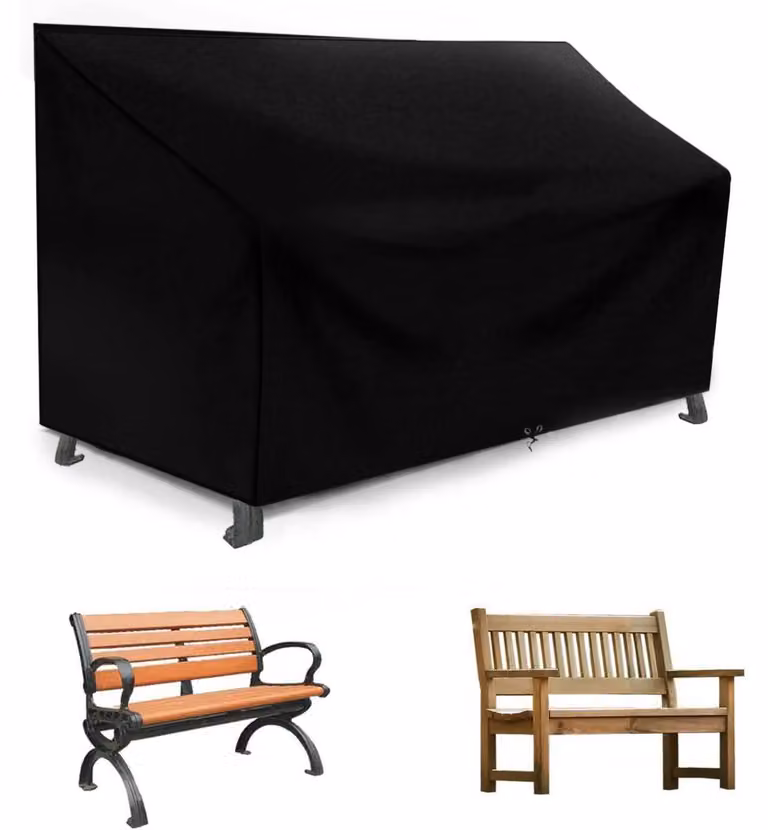 Copertura impermeabile per panchina da giardino, adatta a 2 posti, dimensioni 134x66x63/89 cm, tessuto Oxford 420D, colore nero