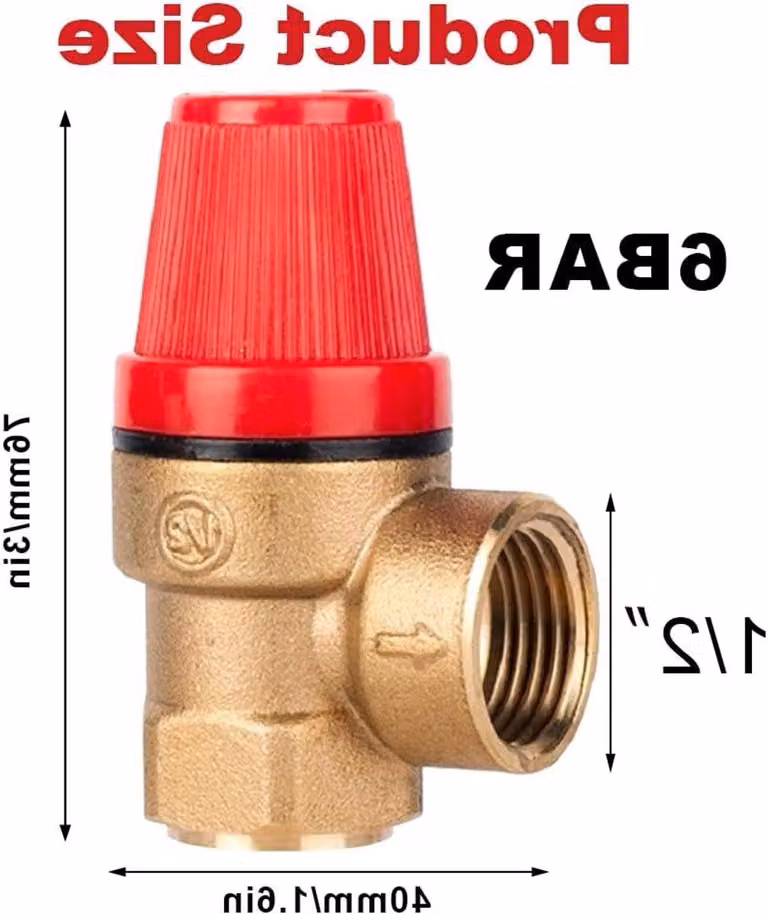 Valvola di sicurezza da 1/2 pollice, valvola di sfiato, valvola regolatrice di pressione in ottone con filettatura G1/2 pollice, DN15, adatta per acqua, olio e gas fino a 6 bar