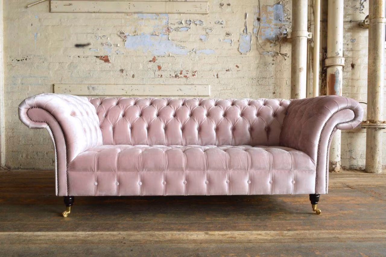 Chesterfield Design Luxus Polster Sofa Couch Sitz Garnitur Leder #184