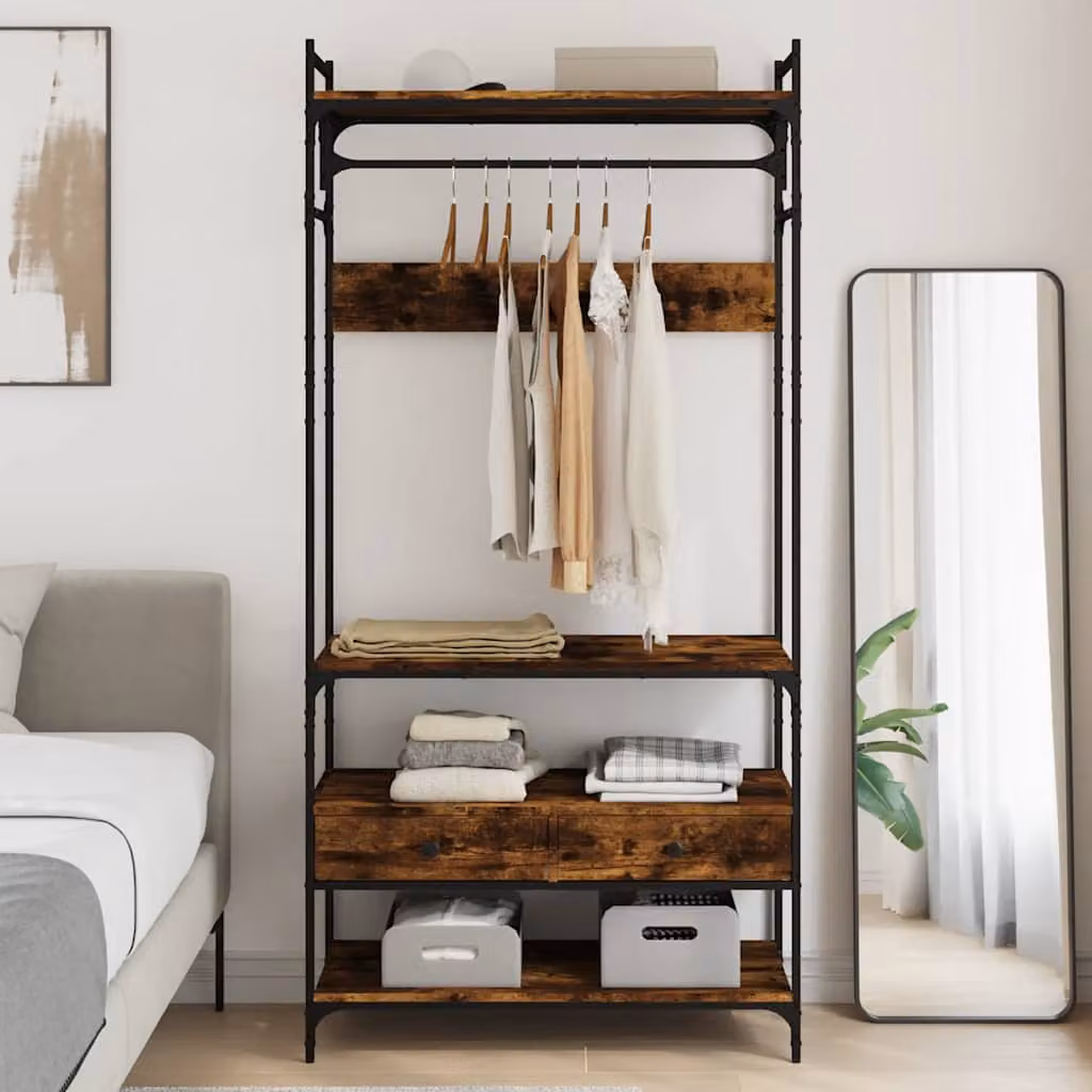 vidaXL Armadio con Cassetti e Ripiani Rovere Fumo L: 89 cm, P: 39 cm, H: 184,5 cm – 1