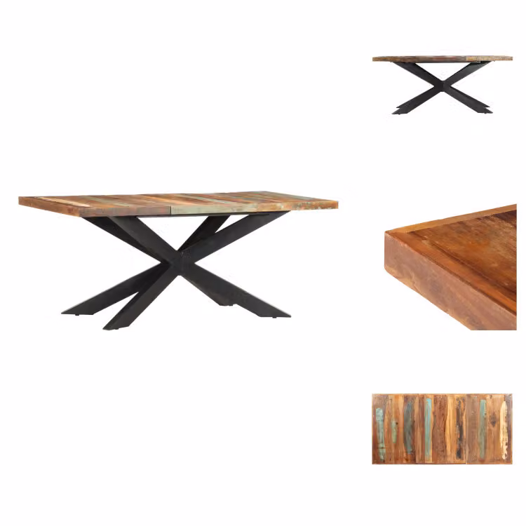 vidaXL Tavolo da pranzo 180 x 90 x 76 cm Legno massiccio riciclato - Tavoli da pranzo