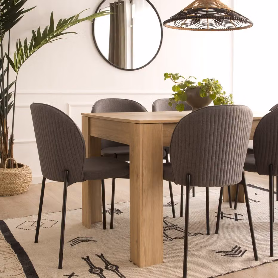 Banak tavolo da pranzo rettangolare allungabile in legno rovere colore beige e marrone – 2