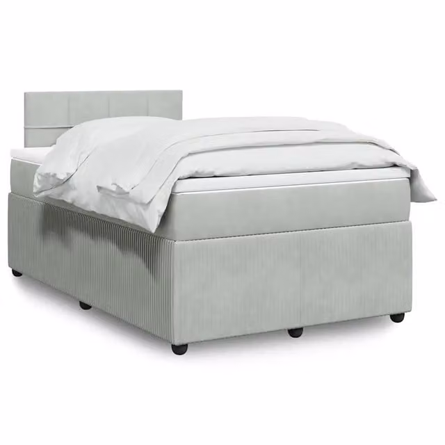 Letto con Giroletto a Molle e Materasso Ibrido vidaXL in Velluto Grigio e Bianco L/P/H: 120 x 200 cm