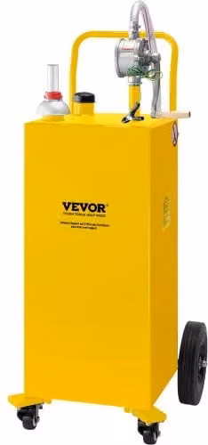 VEVOR Serbatoio Stoccaggio Carburante 35 galloni, Serbatoio di Stoccaggio del Carburante 4 Ruote, con Pompa di Trasferimento Manuale, Contenitore Benzina Diesel per Auto, Tosaerba, Giallo