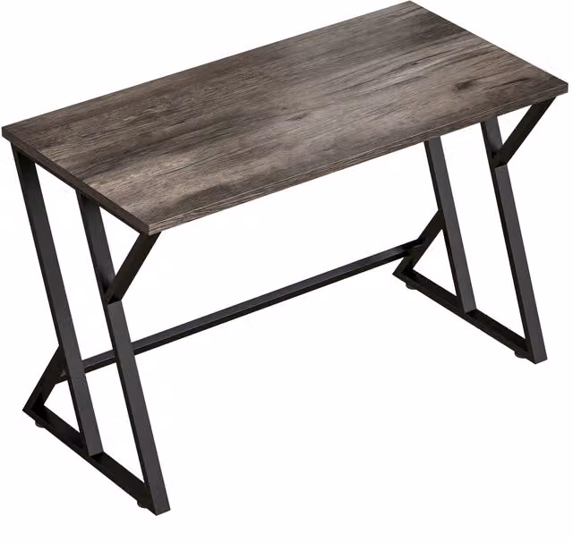 Scrivania per Computer Industriale HOMCOM con Struttura Metallica a Z e Tavolo in Legno, L/P/H: 120 x 60 x 76,5 cm, Grigio – 1