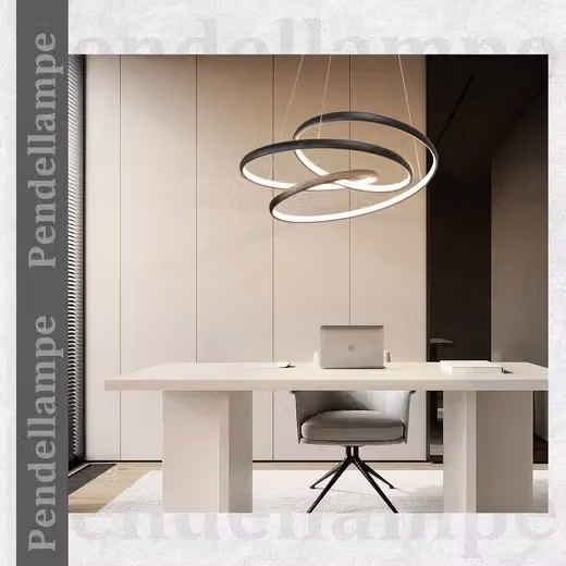 Lampada a sospensione LED ZMH nera dimmerabile con altezza regolabile per soggiorno e sala da pranzo, 55 W, 150 cm – 2