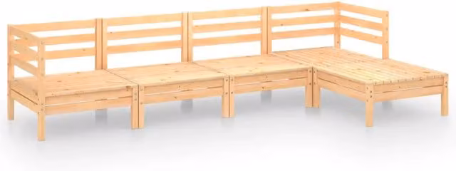 Set Salotto da Giardino 5 pz | Set di Mobili da Esterno in Legno Massello di Pino