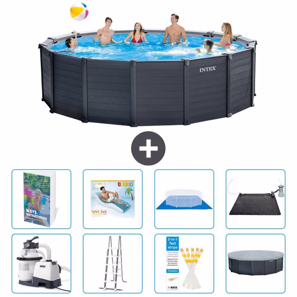Pannello per piscina in grafite, modello Rund - 478x124 cm - composto da 7 elementi, codice S567