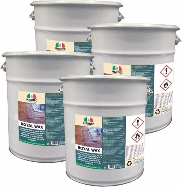 Cera per cotto fatta a mano Marbec Royal Wax colore bianco 4 x 5 l – 1