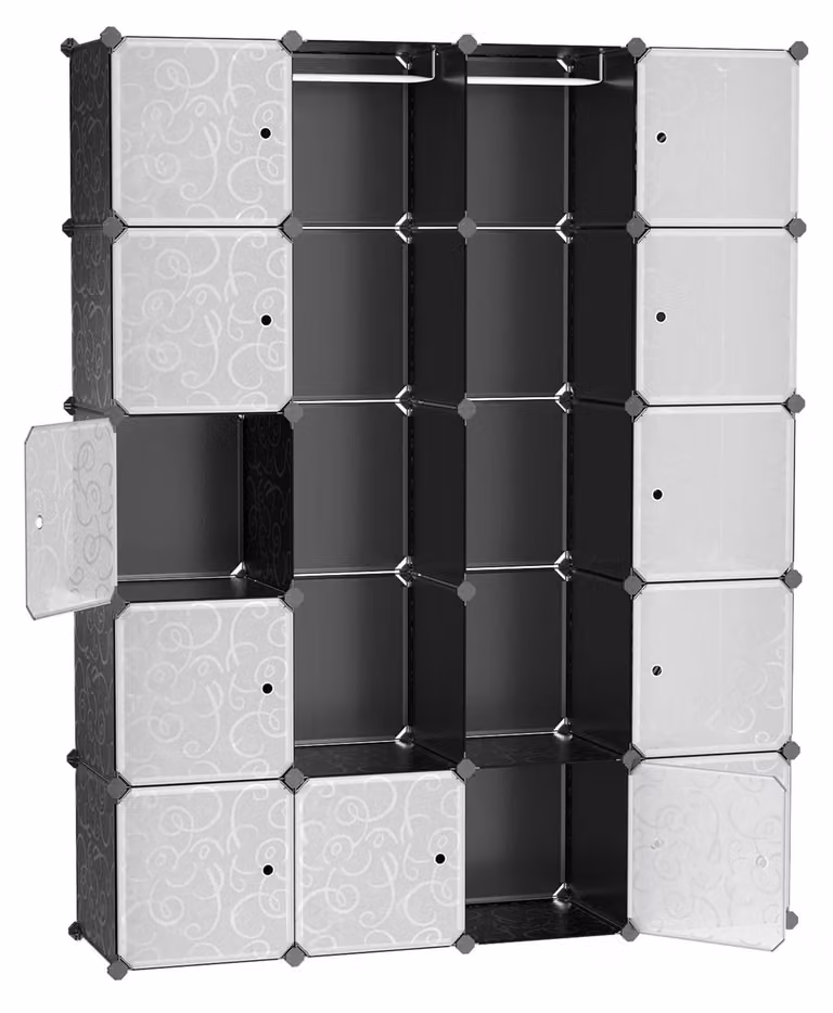 Mobile Contenitore - Leobert - Nero Con Motivo - 178 X 143 X 36 Cm