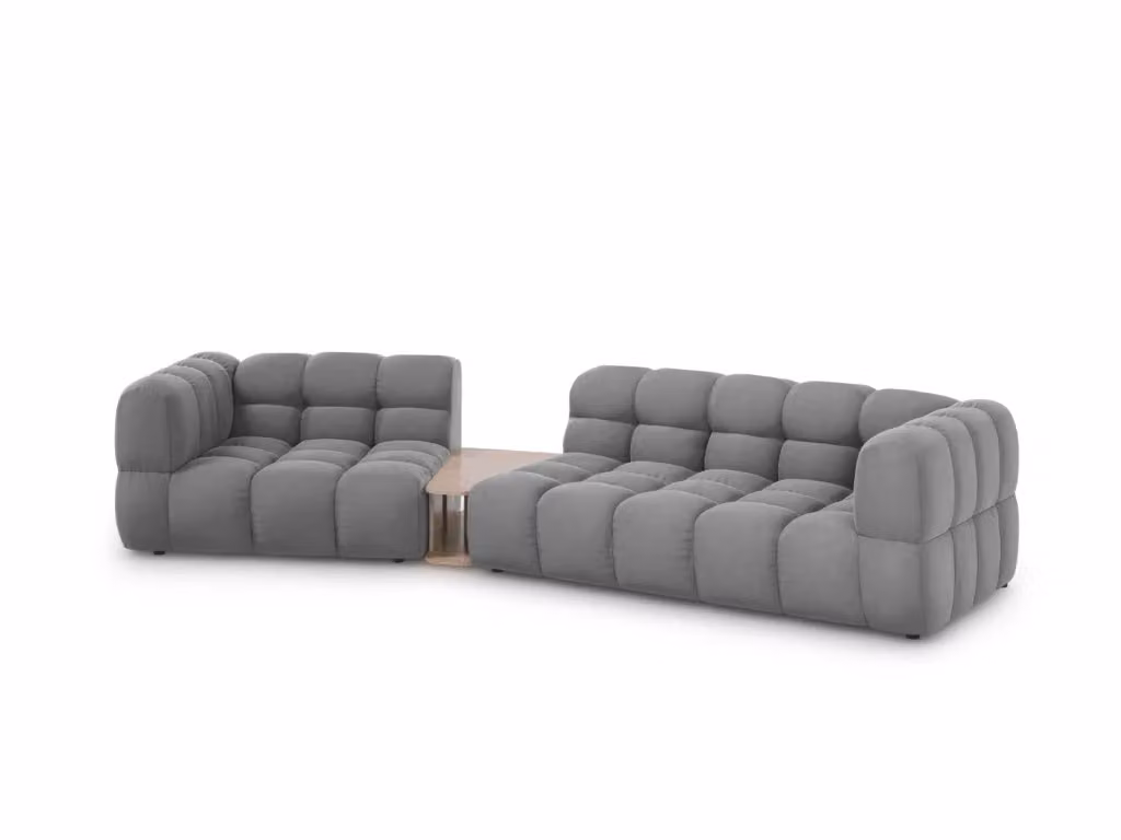 Divano modulare sinistro Sky di Cosmopolitan Design a 3 posti in velluto grigio chiaro – 2
