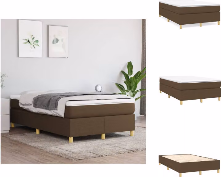vidaXL Letto a molle con materasso in tessuto marrone scuro 120x200 cm - Letti e strutture letto