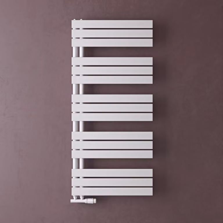 doporro Radiatore da Bagno 131x60cm, Radiatore Piatto Termoarredo da Bagno Riscaldamento Elettrico o da Acqua Calda FN Portasciugamani in Acciaio, Bianco