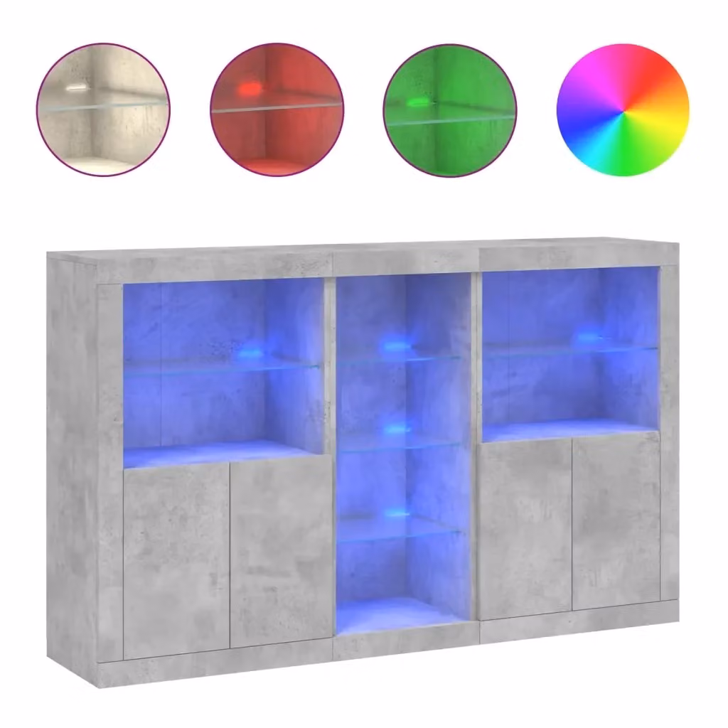 Credenza moderna vidaXL con luci LED integrate in grigio, L 162 x P 37 x H 100 cm – 2