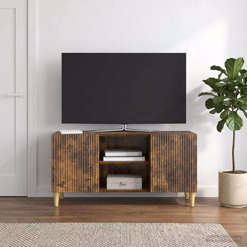 Mobile TV vidaXL in legno ingegnerizzato Rovere Fumo marrone L: 102 cm, P: 34,5 cm, H: 50 cm