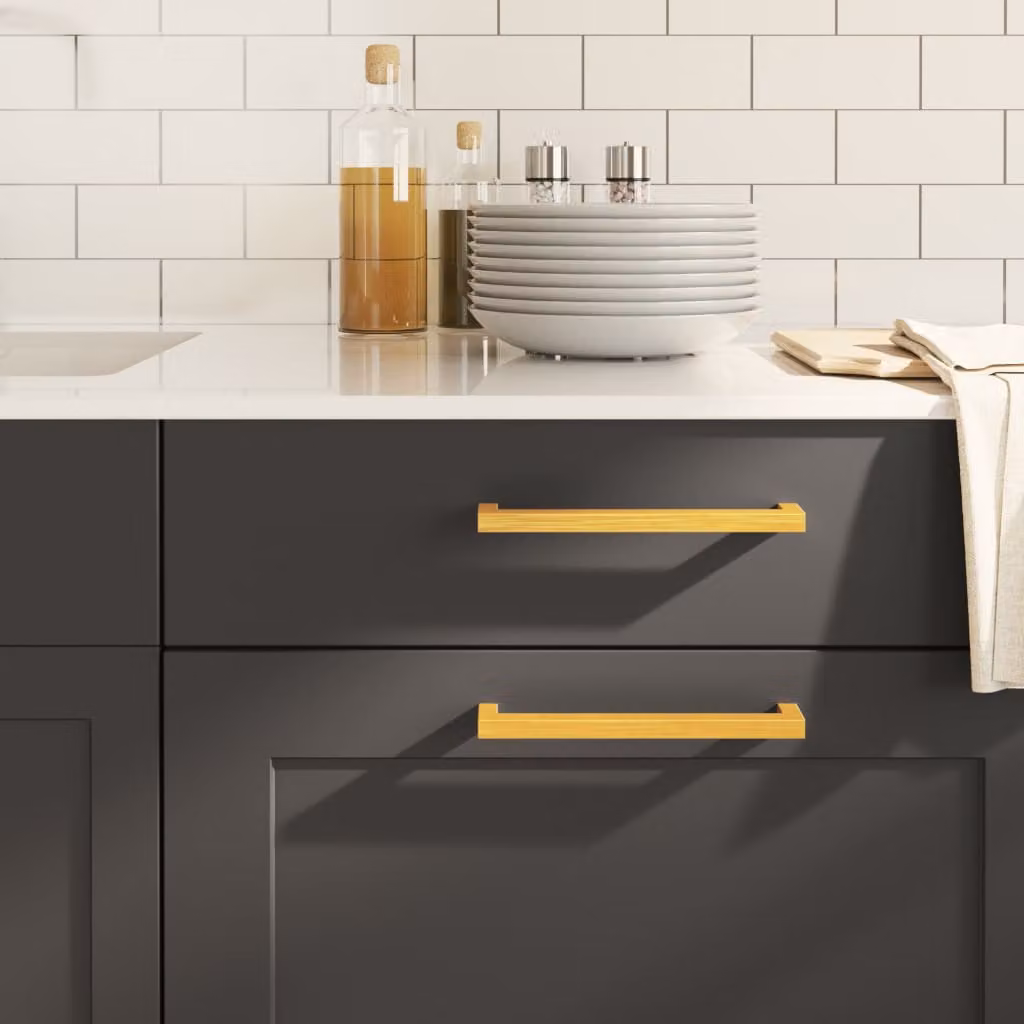 Set di 20 maniglie per mobili a barra vidaXL in acciaio inox color oro, lunghezza 192 mm