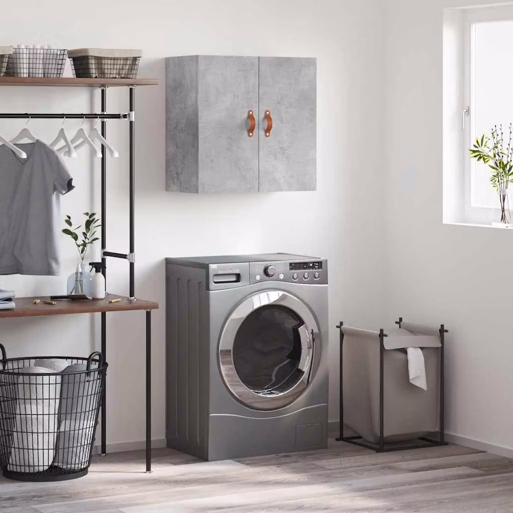 Mobile a parete vidaXL in legno multistrato e MDF, colore grigio cemento, L 60 cm x P 31 cm x H 60 cm