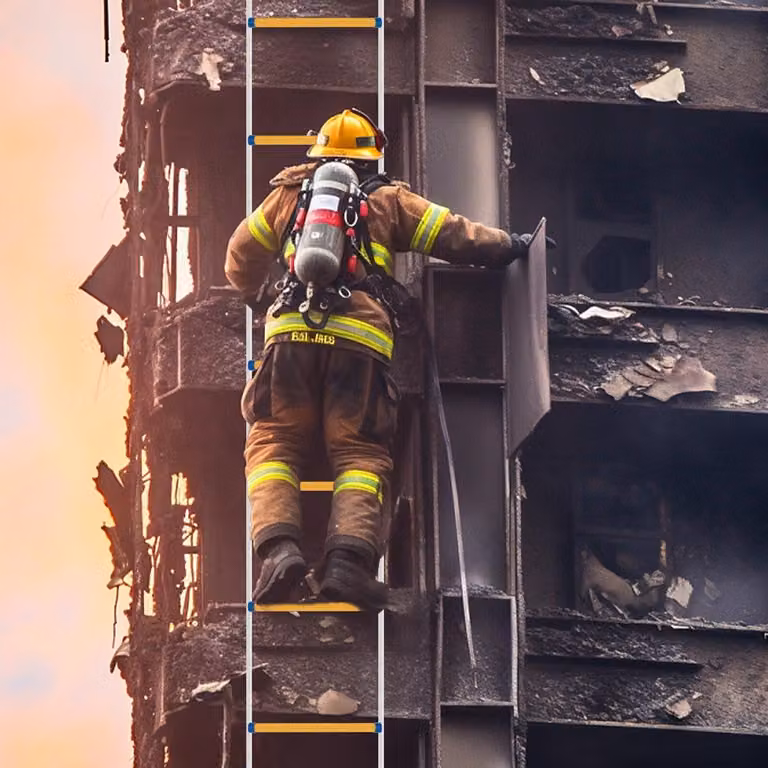 Scala a corda - 12 metri - Uscita di emergenza - Capacità di carico: 200 kg - Realizzata in resina e acciaio al manganese
