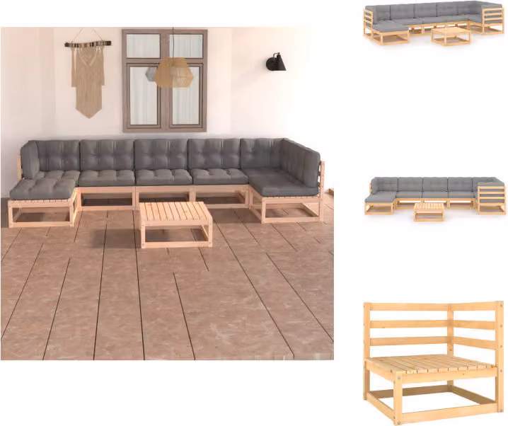 vidaXL set salotto da giardino 8 pezzi con cuscini in pino massiccio - Set di mobili da giardino