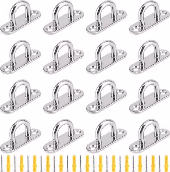 Set di 16 piastre in acciaio inossidabile per il fissaggio di ombrelloni, completo di 32 viti e lunghezza di 38 mm