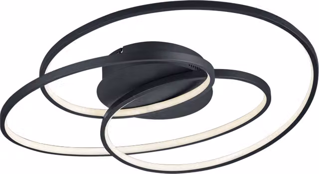 Plafoniera Interno Moderna Cerchi concentrici Dimmer 60 cm Nera Gale GD Trio