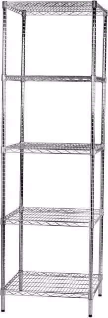 Scaffale Tosini in metallo cromato argento con 5 ripiani, L/P/H: 60 x 60 x 200 cm