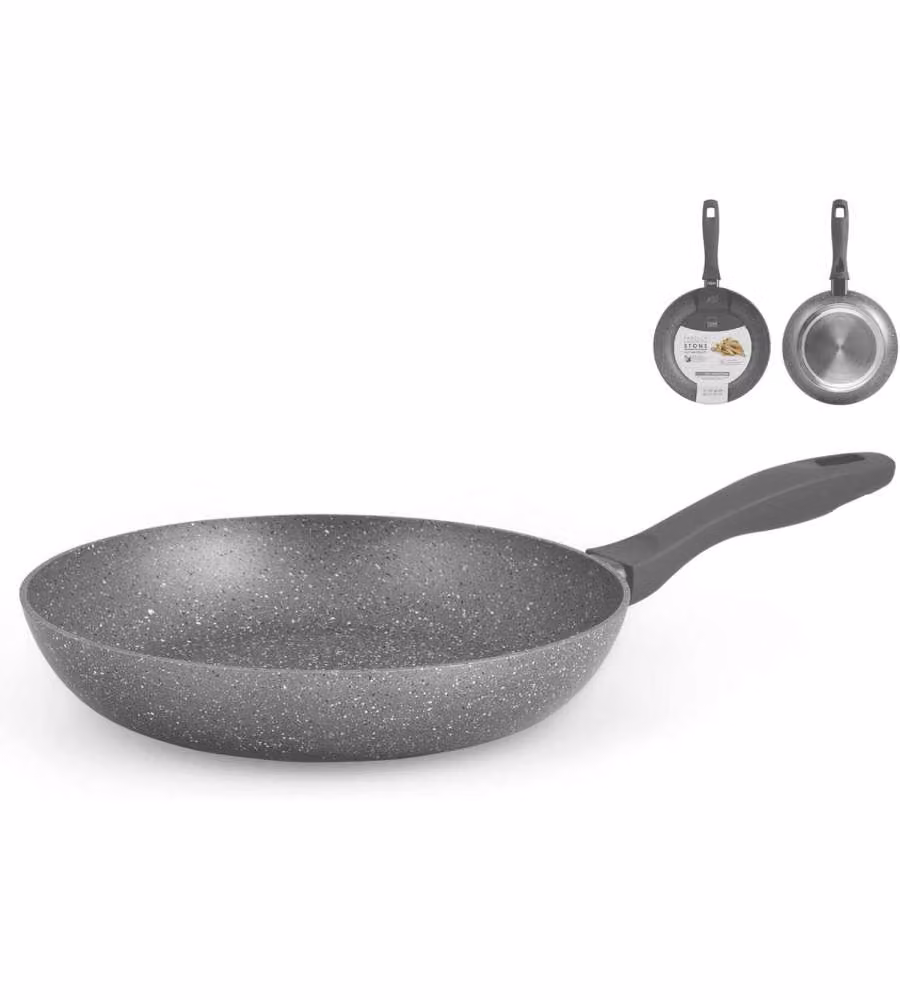 H&H Padella Antiaderente Stone Induzione 32 cm Grigio per Cottura Versatile