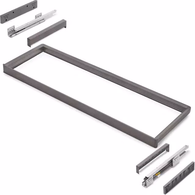 Telaio con guide a estrazione totale e chiusura morbida per accessori per armadi Quartz, 862-888mm, Alluminio e plastica