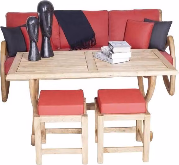 Komplett Dreisitzer Sofa Stilvolle Gartenmöbel 2x Hocker Holz Esstisch