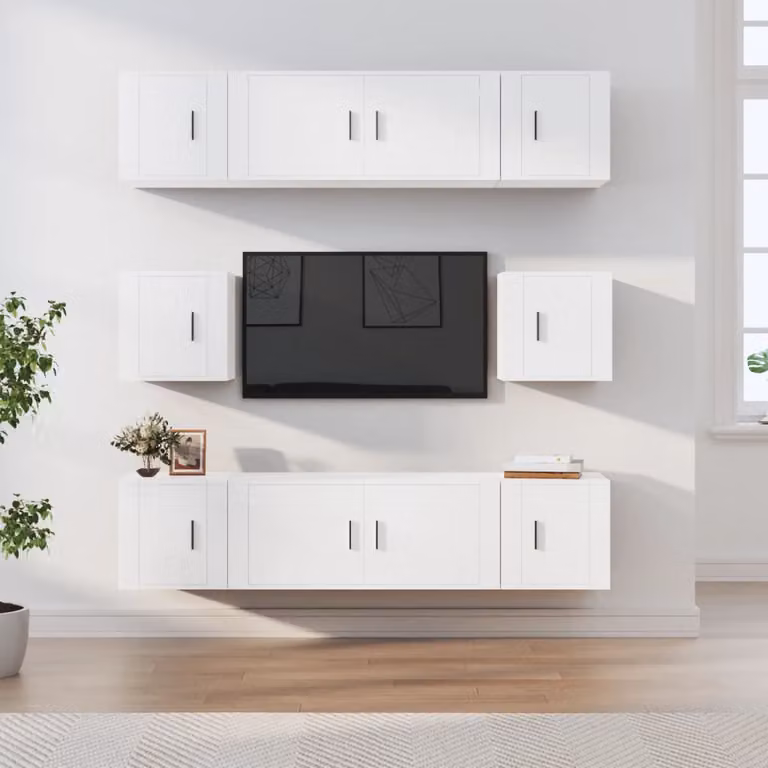 Set di mobili porta TV vidaXL in legno e MDF bianco per soggiorno, 8 pezzi