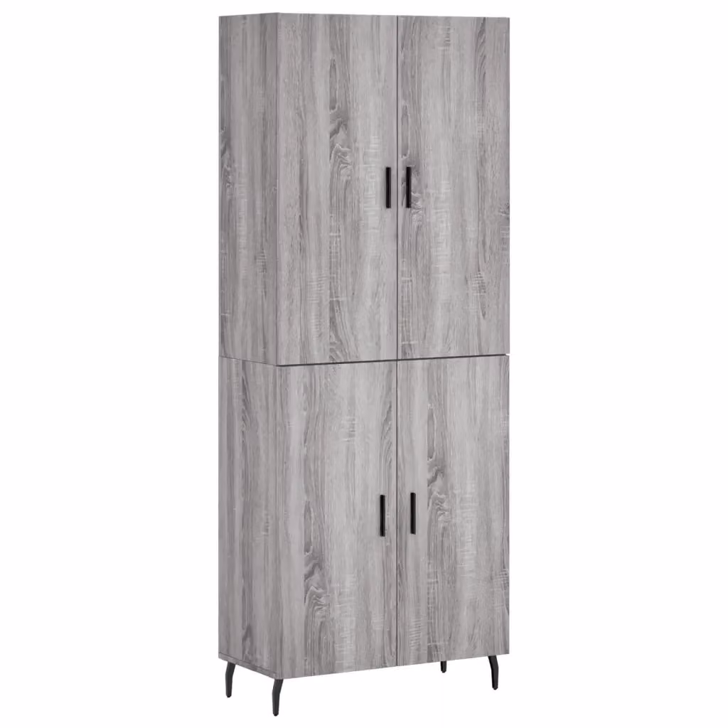 Credenza moderna vidaXL in legno e metallo, colore grigio, L: 69,5 cm, P: 34 cm, H: 180 cm – 2