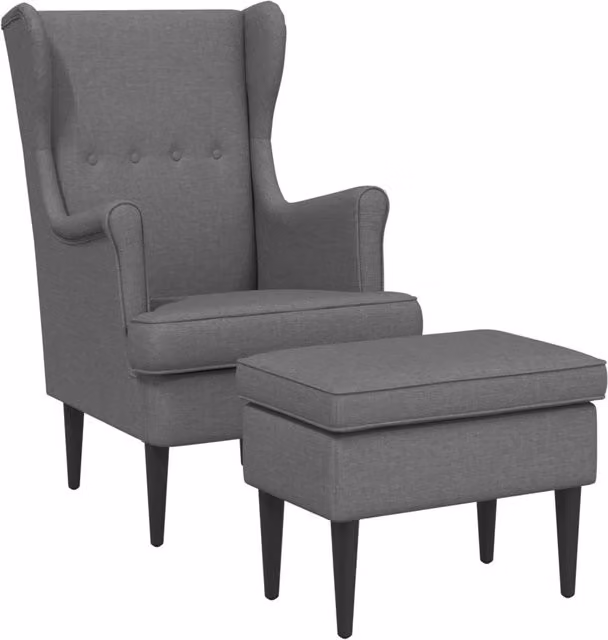 Set Divano Sedia-Poltrona con Ottomano 2 pz in Tessuto Grigio Scuro Design Moderno