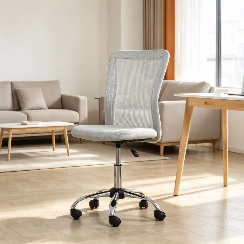 Sedia da ufficio ergonomica girevole a 360 gradi in tessuto e metallo grigio con ruote per casa e ufficio – 2