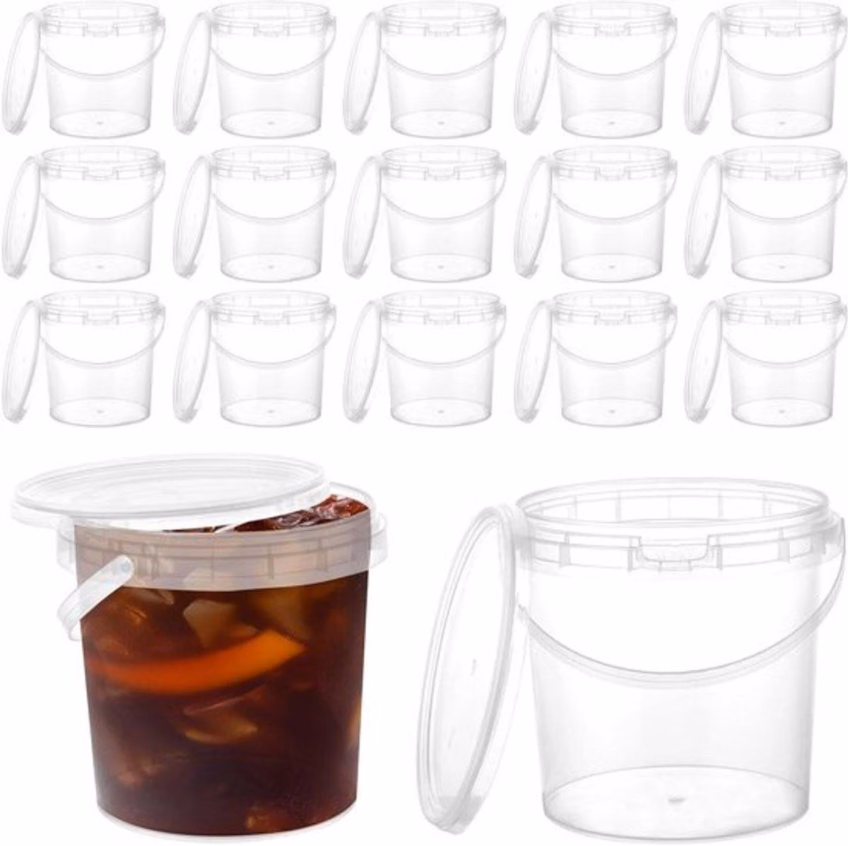 30 contenitori in plastica riutilizzabili con coperchio, capacità 1 litro - Ermetici, a prova di perdite, ideali per zuppe e snack