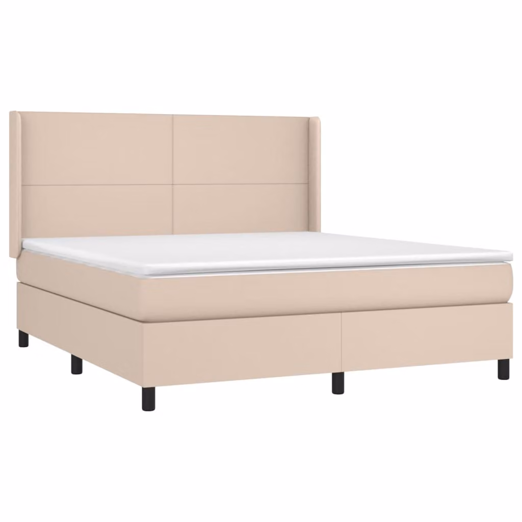 Giroletto a Molle con Materasso Cappuccino 160x200cm Pelle finta