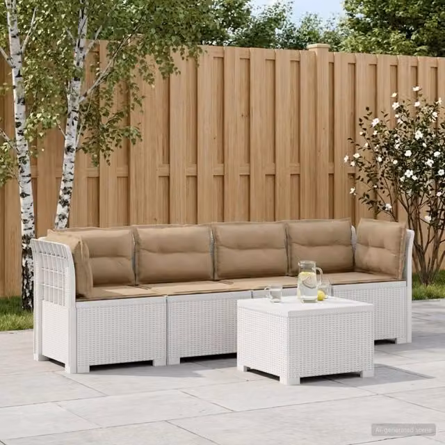 Divano da Giardino a 4 Posti con Cuscini in Stile Rattan PP 3443880