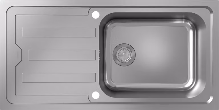 hansgrohe S44 Evier à encastrer 500, acier inoxydable, avec égouttoir, 1010x510mm, montage à fleur, 43371800, 43371800