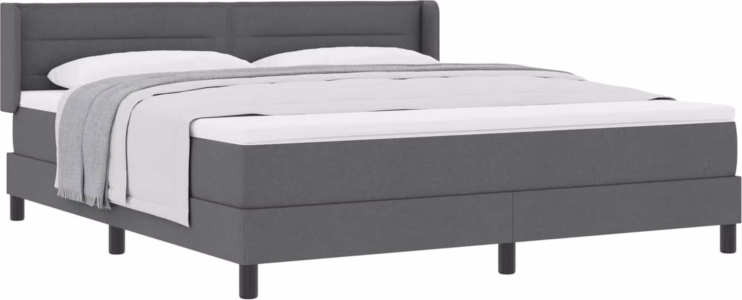 Letto a molle con testiera Grigio scuro 200 x 180 cm Tessuto
