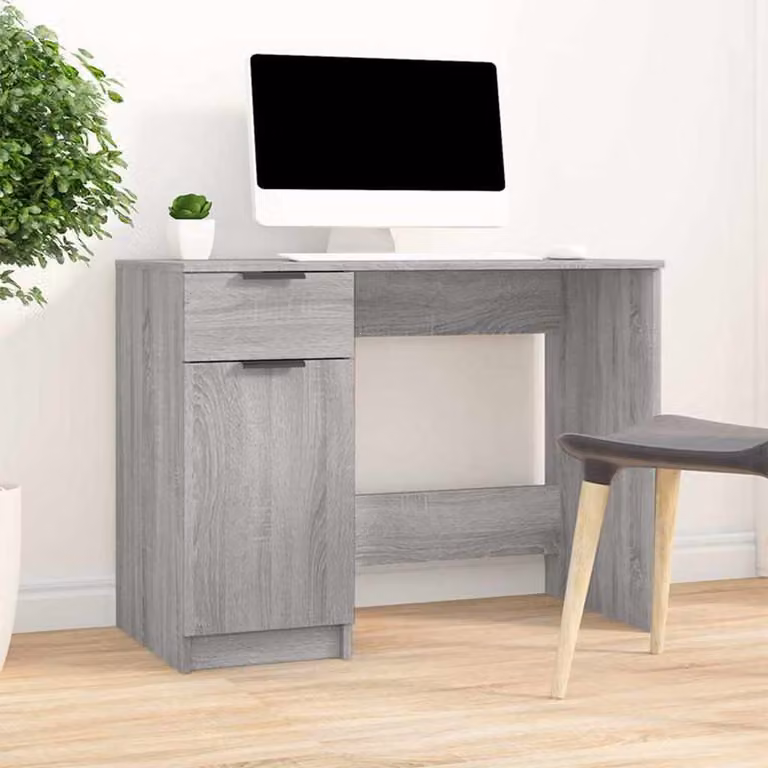Scrivania da computer vidaXL Grigio, L 100 x P 50 x H 75 cm in Legno e MDF