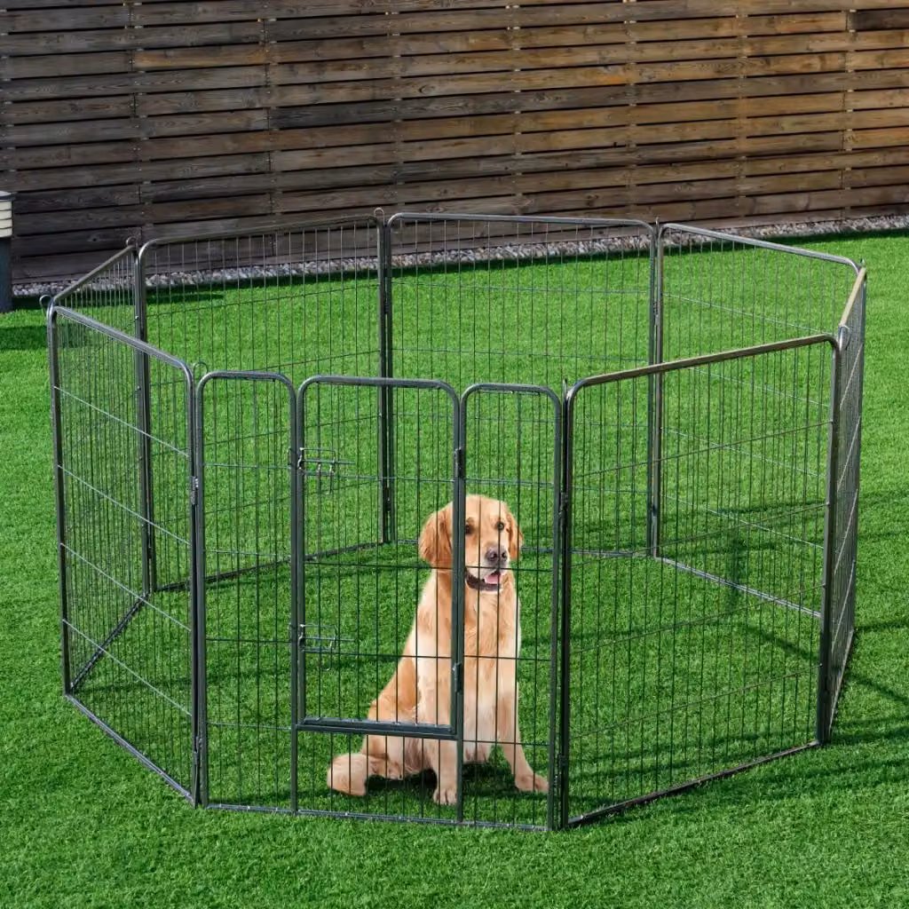 Recinto per cani Design Mania con 8 pannelli in metallo nero opaco per interno ed esterno L: 100 cm, P: 80 cm – 2