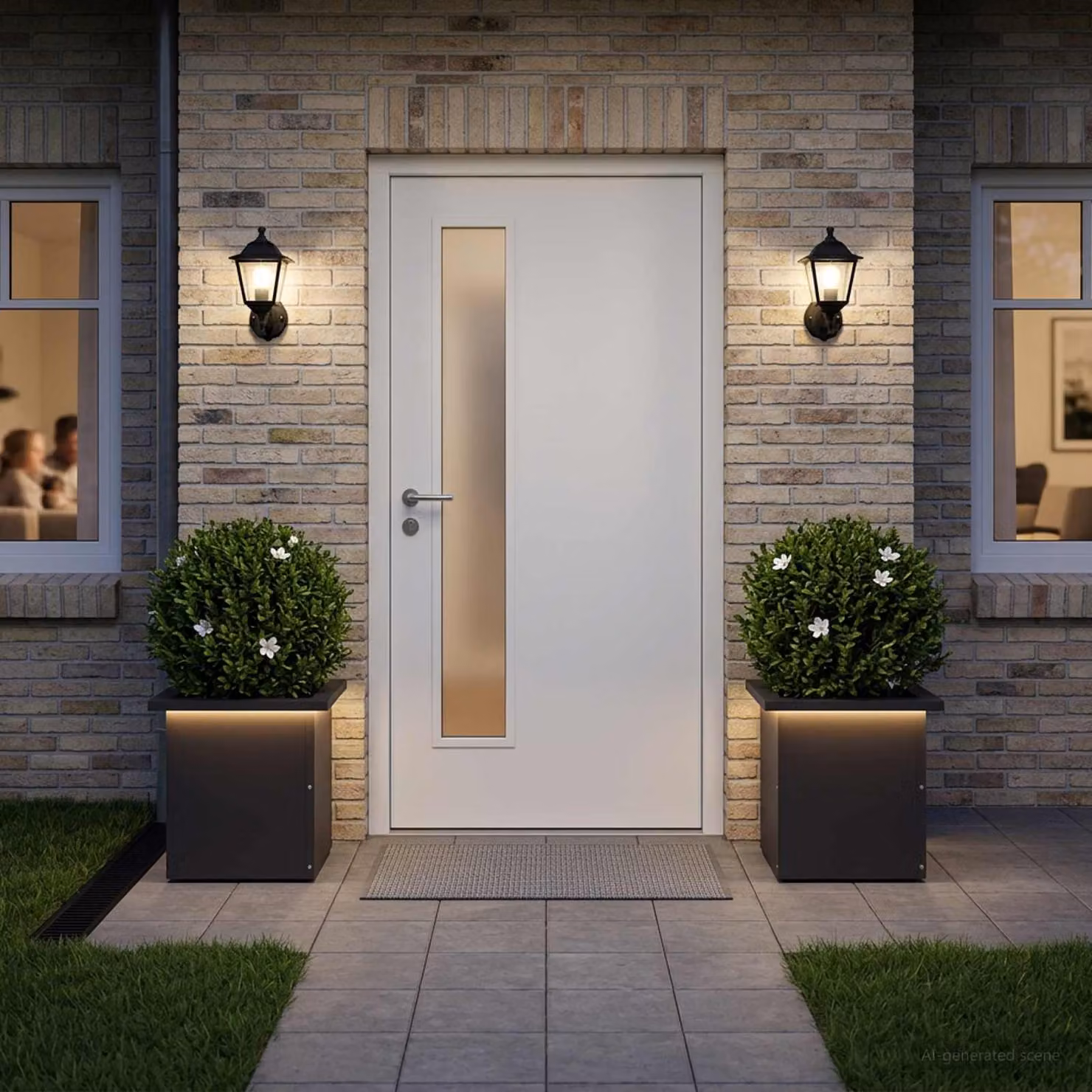 Set di 2 fioriere da giardino vidaXL con LED in acciaio nero L/P/H: 30 x 30 x 30 cm