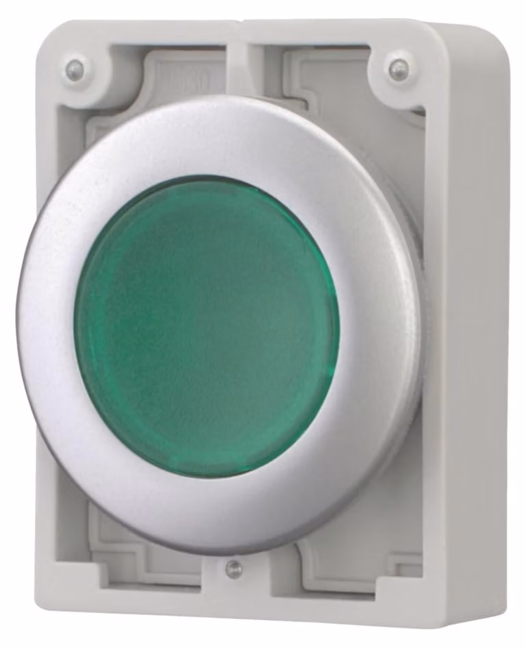 Pulsante Eaton piatto, rotondo, verde cromato M30C-FDL-G 1 pz