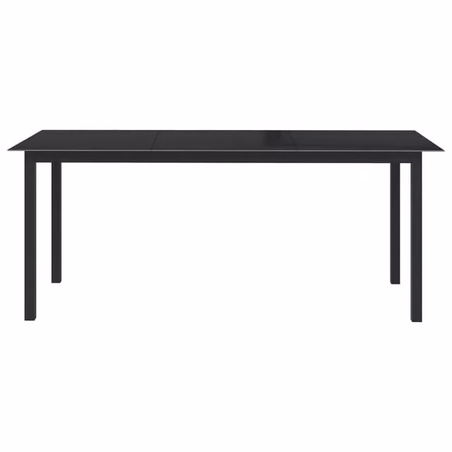 Tavolo da Giardino Nero 190x90x74 cm in Alluminio e Vetro 312202