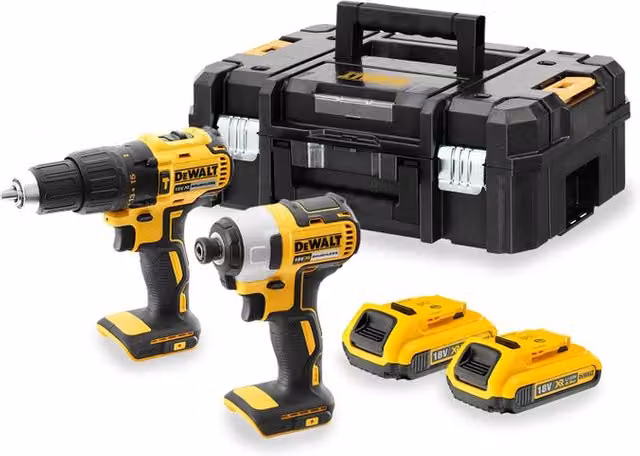 Set di elettroutensili a batteria DeWalt DCF787+DCD77 con 2 batterie da 2 Ah, colore giallo
