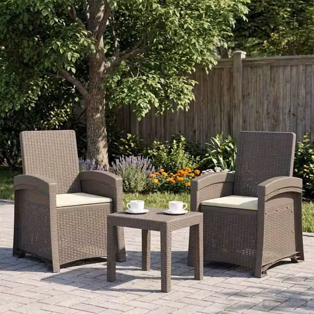 Sedia da giardino reclinabile effetto rattan 2 pz PP 8012028