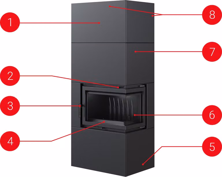 Focolare modulare 8 kW Ø 200 nero